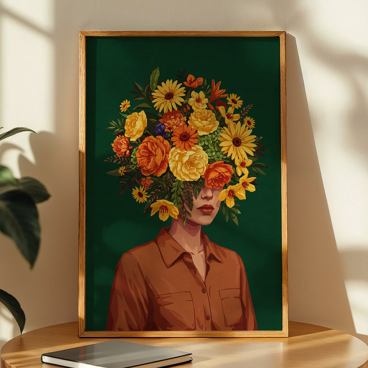 Floral Portrait Abstract Framed Wall Art Print