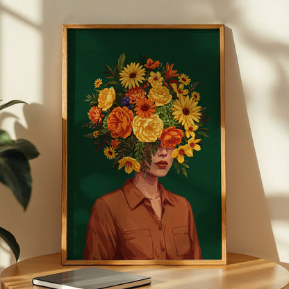 Floral Portrait Abstract Framed Wall Art Print