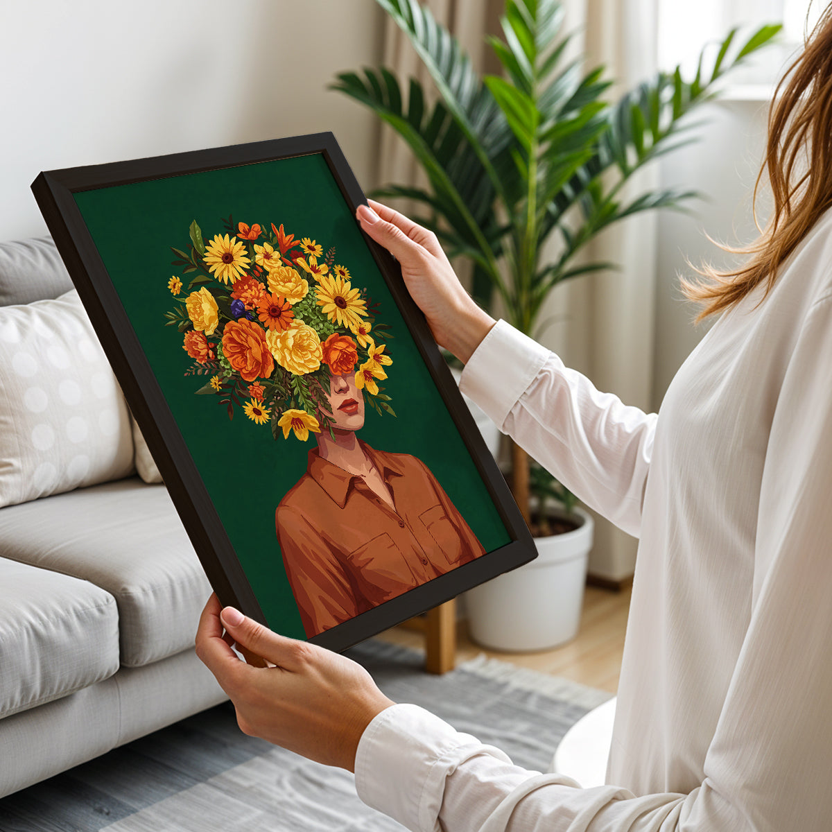 Floral Portrait Abstract Framed Wall Art Print