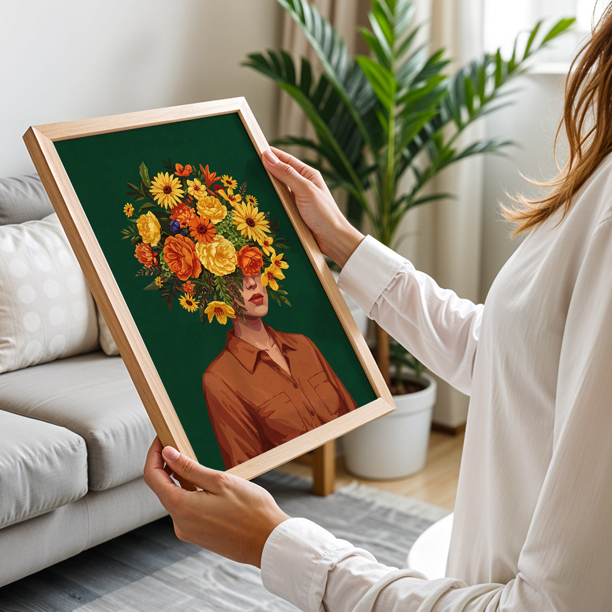 Floral Portrait Abstract Framed Wall Art Print
