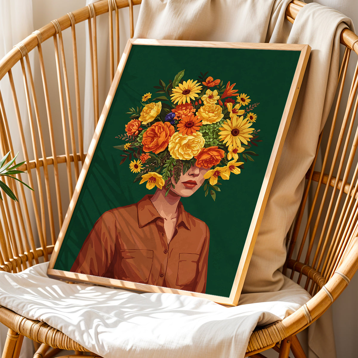 Floral Portrait Abstract Framed Wall Art Print