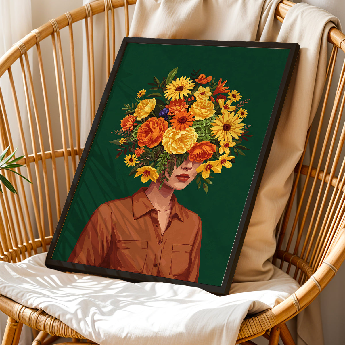 Floral Portrait Abstract Framed Wall Art Print