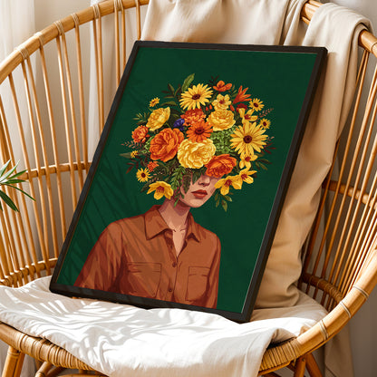 Floral Portrait Abstract Framed Wall Art Print