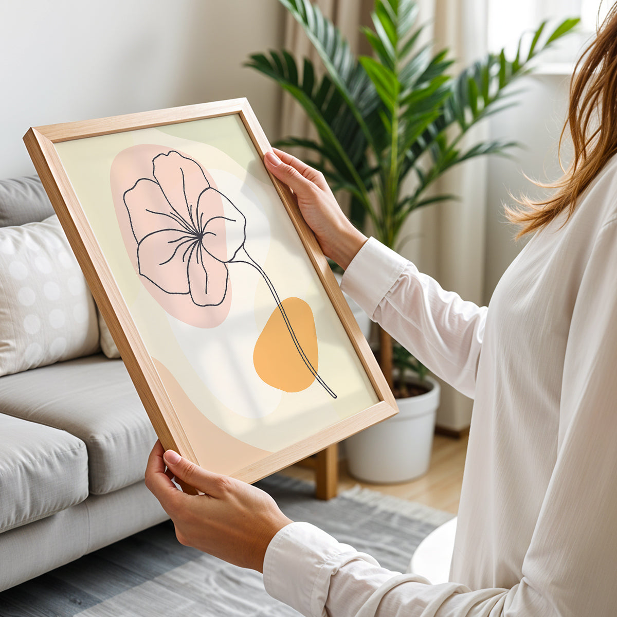 Minimalist Floral Line Art Wall Frame