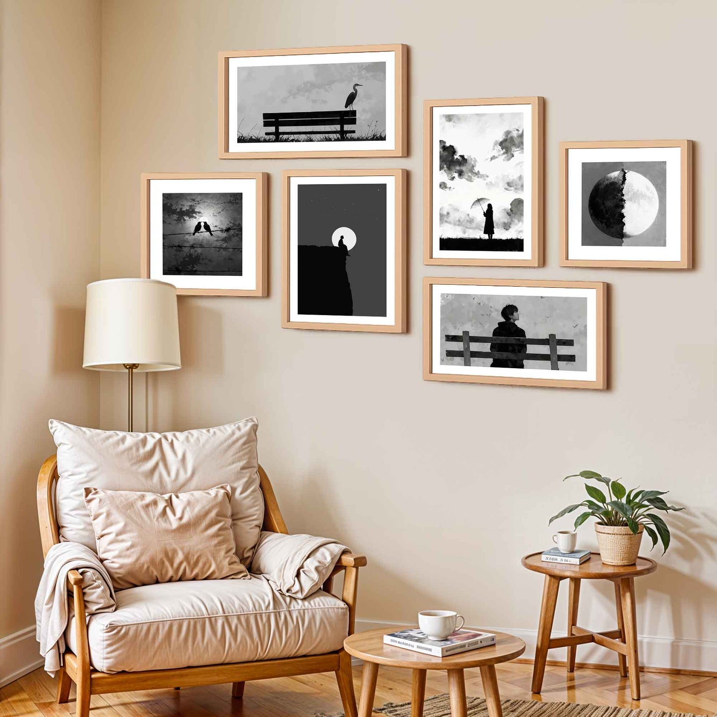 Black & White Minimal Wall Art Set of 6