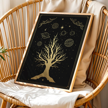 Cosmic Tree of Life Celestial Wall Art