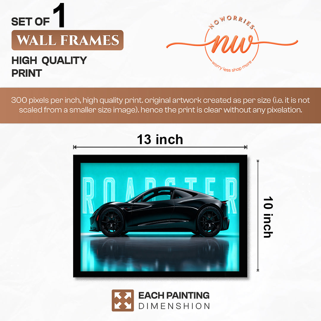 Tesla Roadster Neon Edition Wall Frame