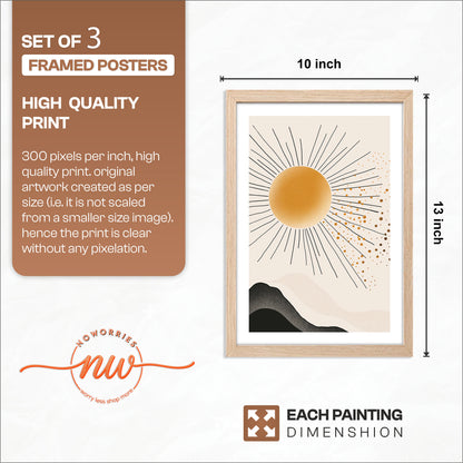 Boho Sun Wall Frames Set of 3