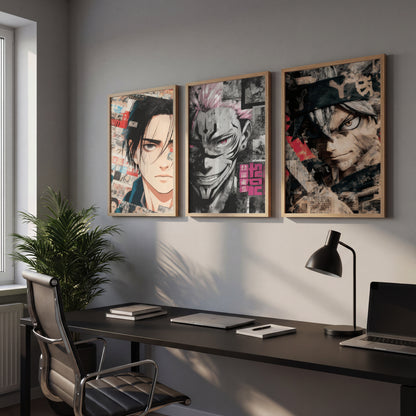 Anime Heroes Wall Art Set of 3