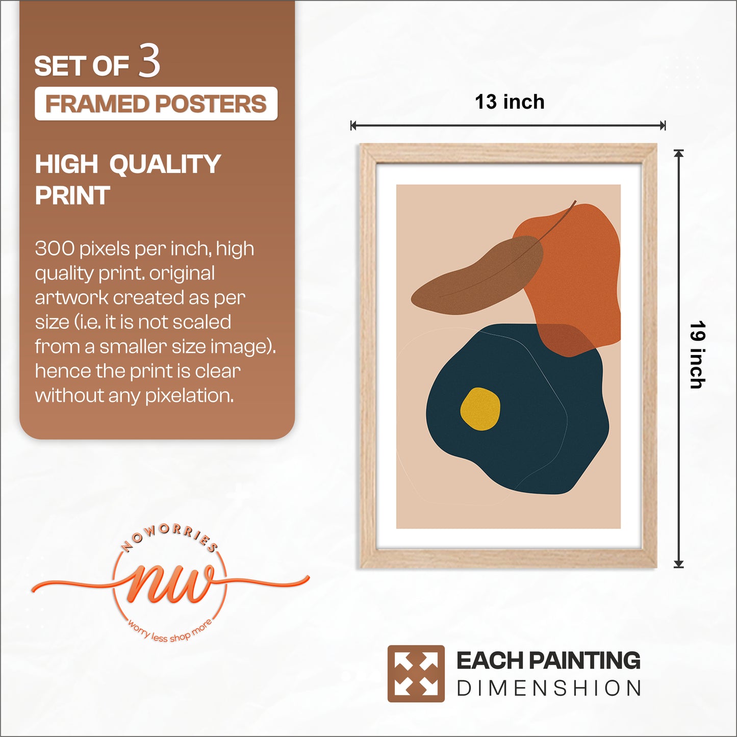 Modern Abstract Wall Frames Set of 3