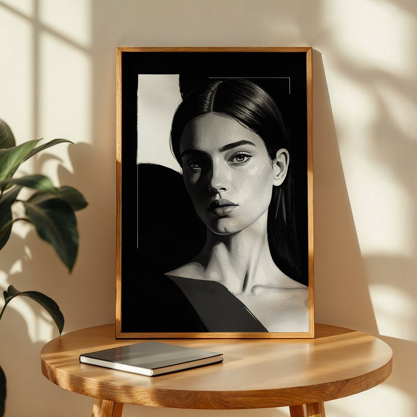 Monochrome Woman Portrait Framed Art Print