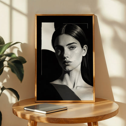 Monochrome Woman Portrait Framed Art Print