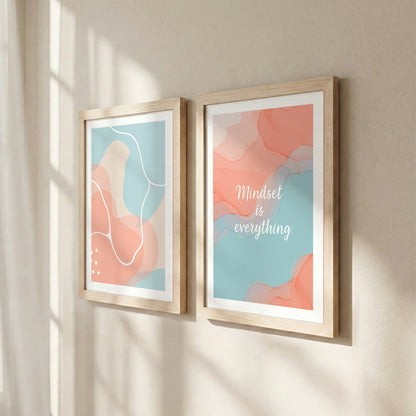 Mindset Is Everything Abstract Wall Art Set of 2