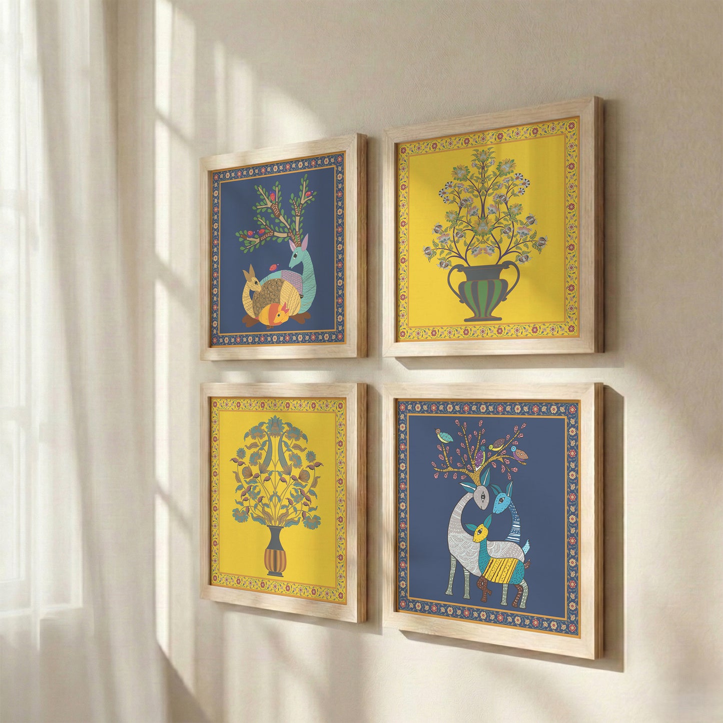 Folk Flora Wall Decor Set of 4