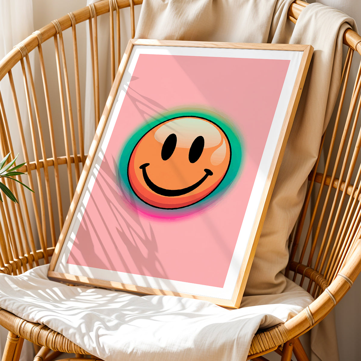 Pastel Smiley Face Aesthetic Framed Poster