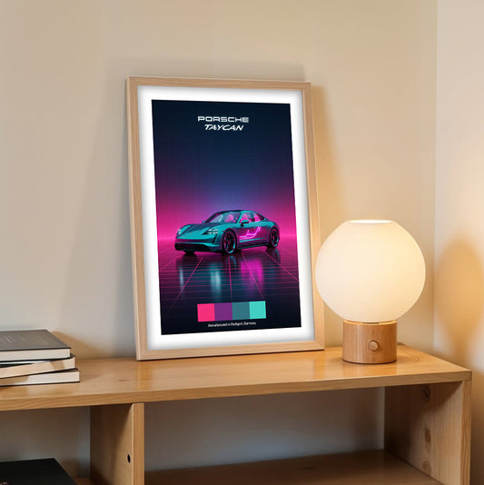 Porsche Taycan Synthwave Wall Frame
