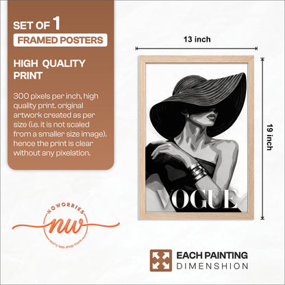 VOGUE Fashion Lady Black & White Framed Wall Art