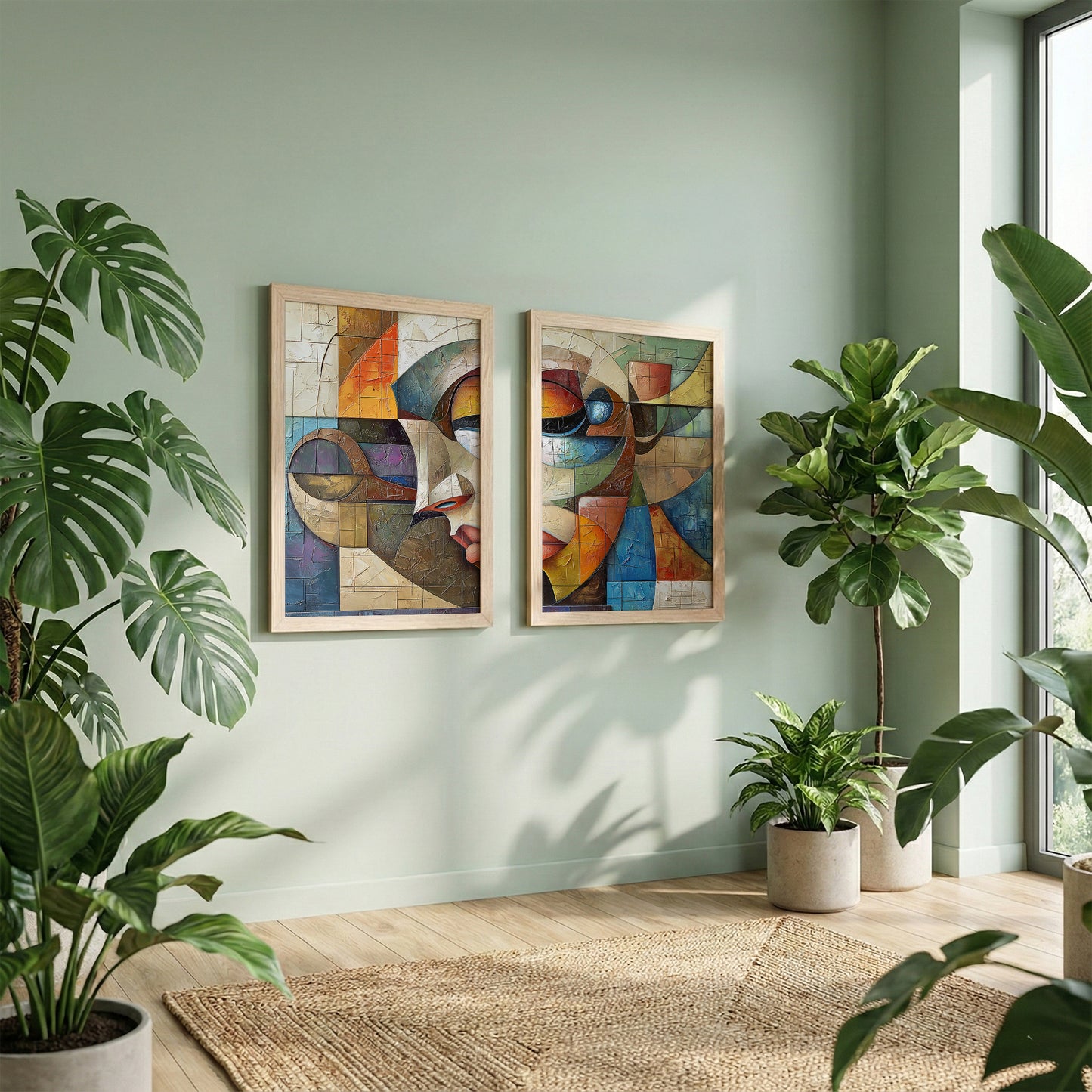 Abstract Cubist Faces Wall Art Set