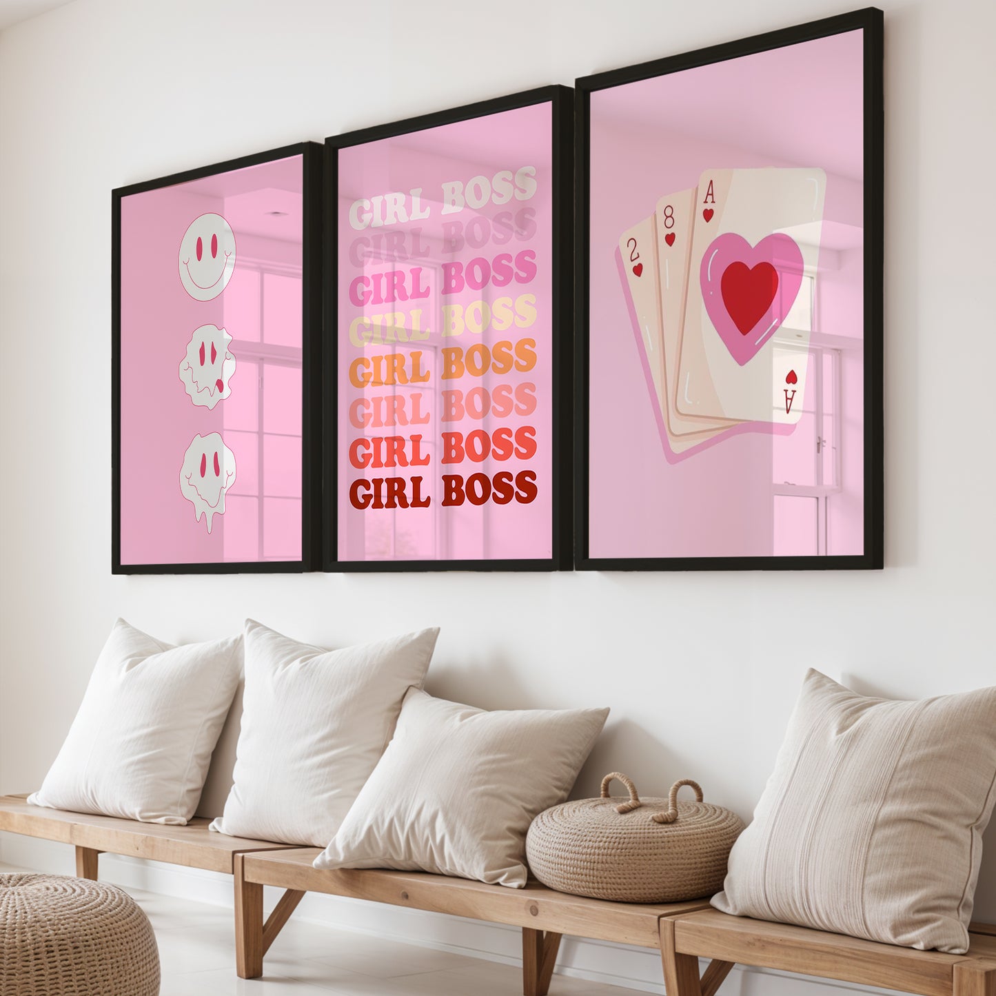 Pink Girl Boss Wall Art Set