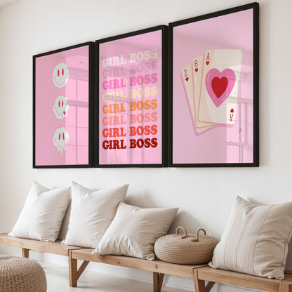 Pink Girl Boss Wall Art Set