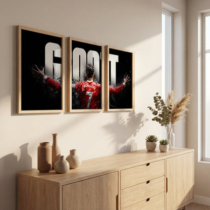 Cristiano Ronaldo GOAT Wall Art Set of 3