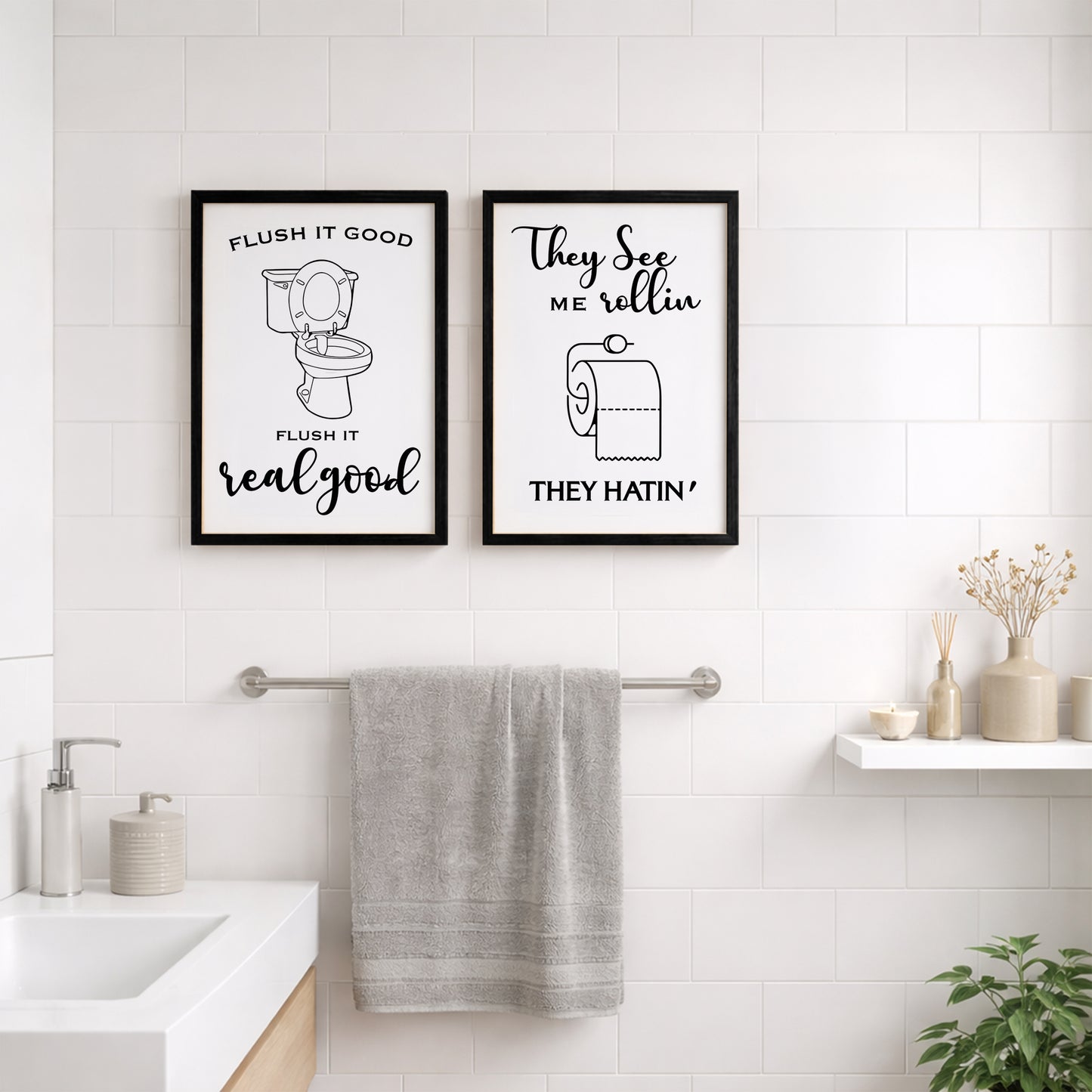 Funny Bathroom Quotes Set of 2