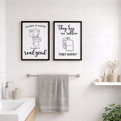 Funny Bathroom Quotes Set of 2