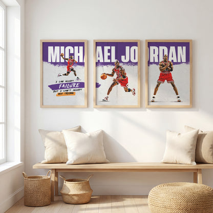 Michael Jordan Motivational Wall Art Set of 3
