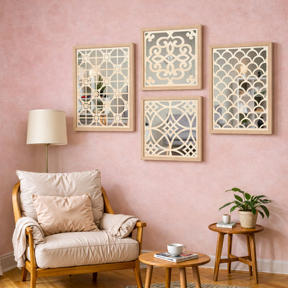 Blush Arabesque Mirror Art Set of 4