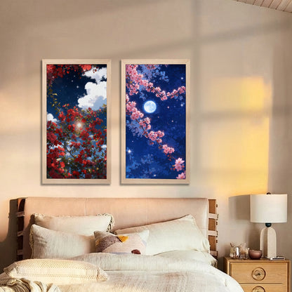 Moonlit Sakura Blossom Wall Frame Set of 2