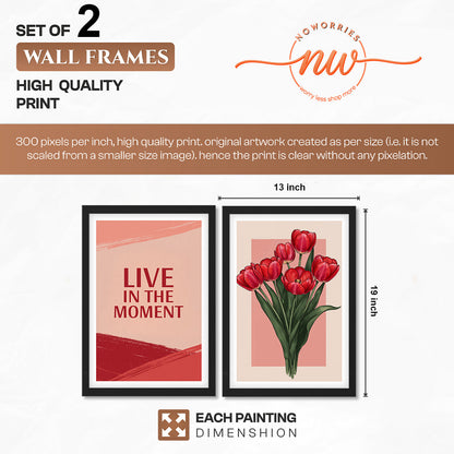 Live in the Moment Floral Wall Art Set of 2