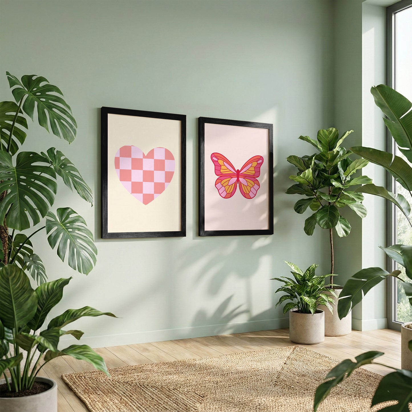 Heart & Butterfly Framed Set