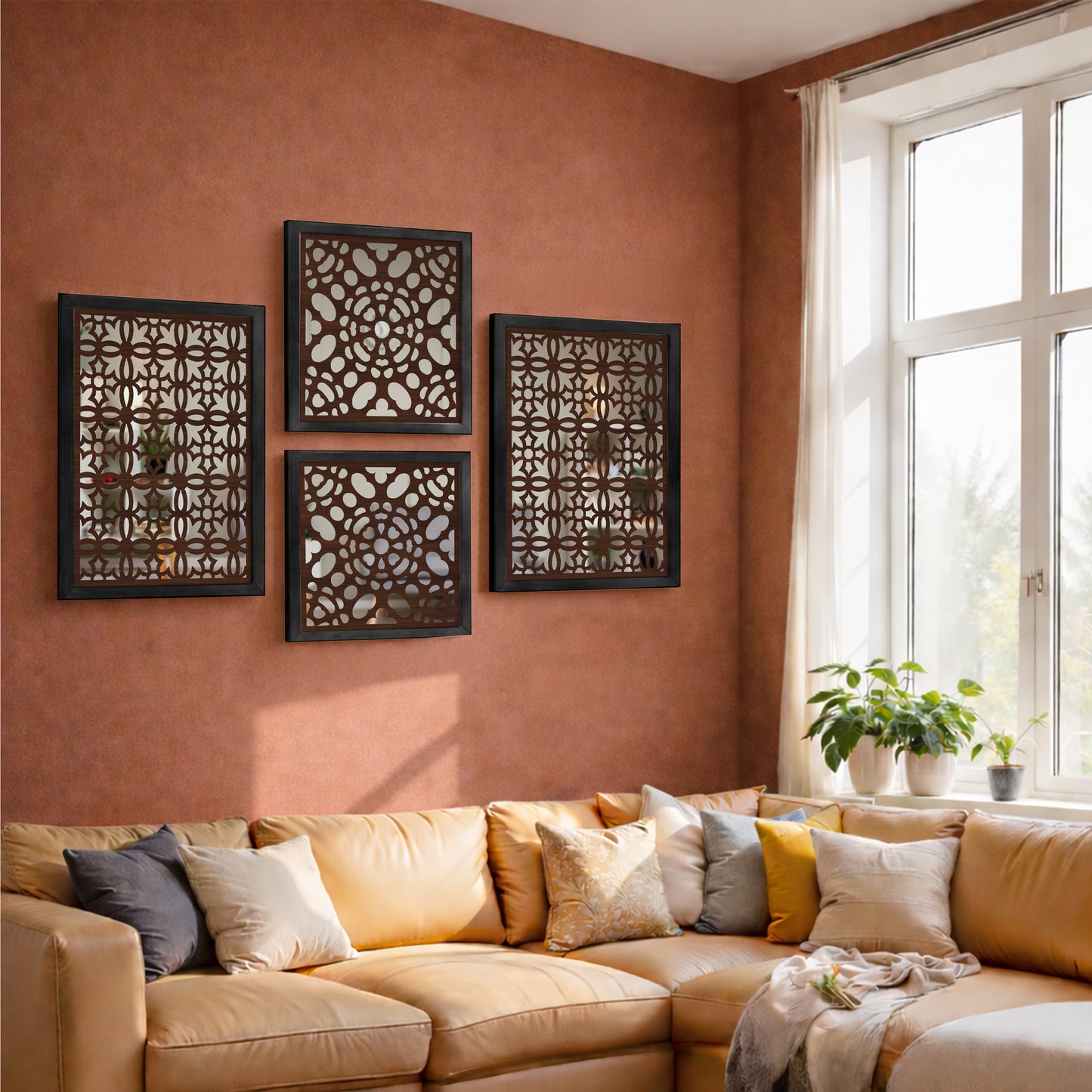 Floral Mirror Art Set of 4