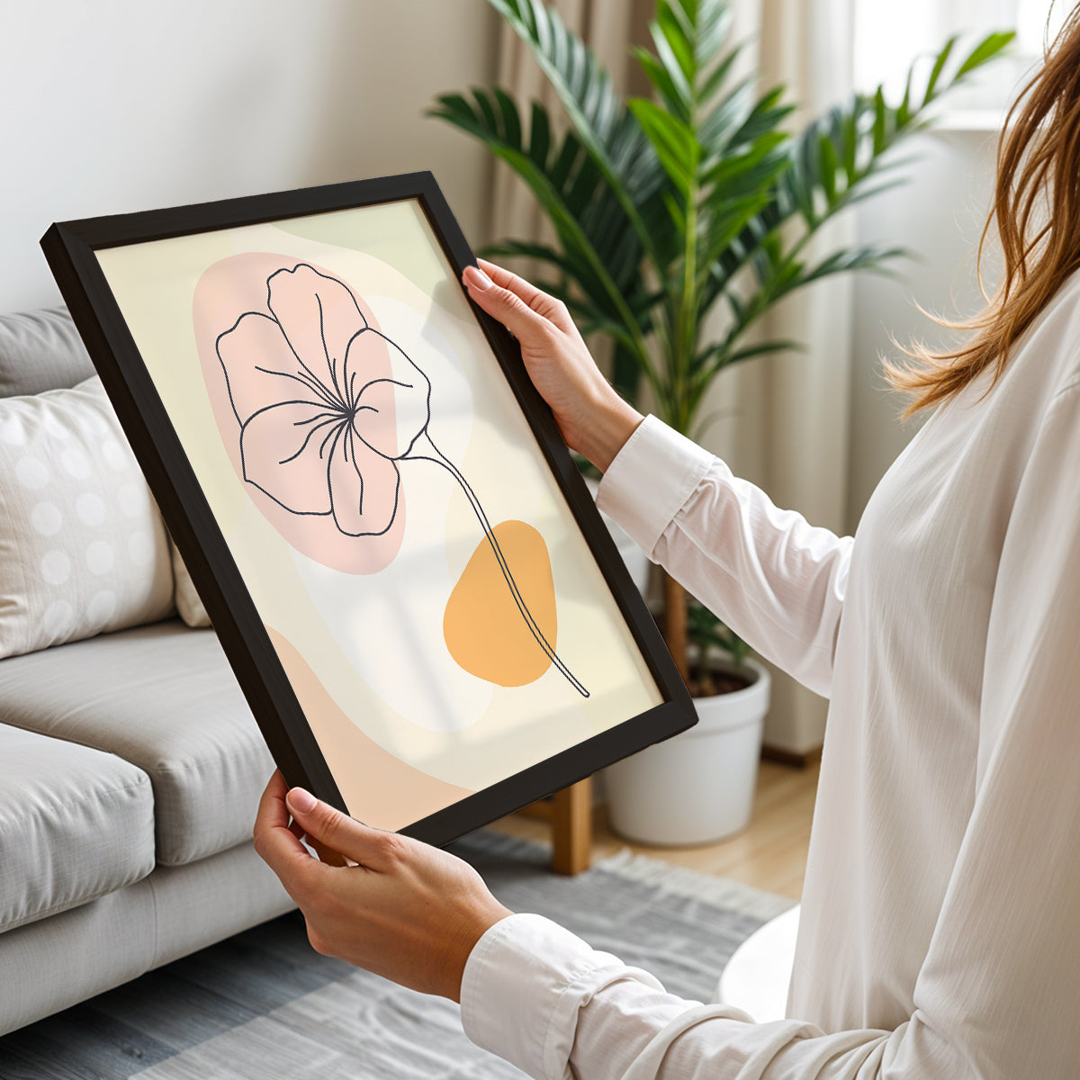 Minimalist Floral Line Art Wall Frame