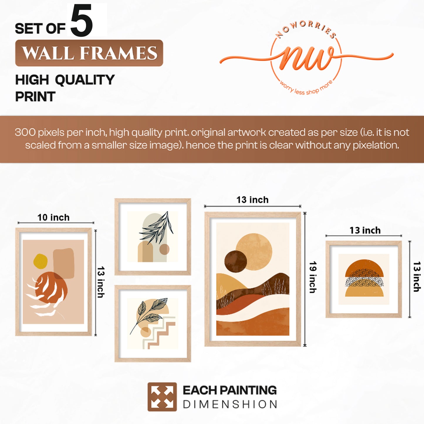 Modern Desert Wall Decor Set of 5