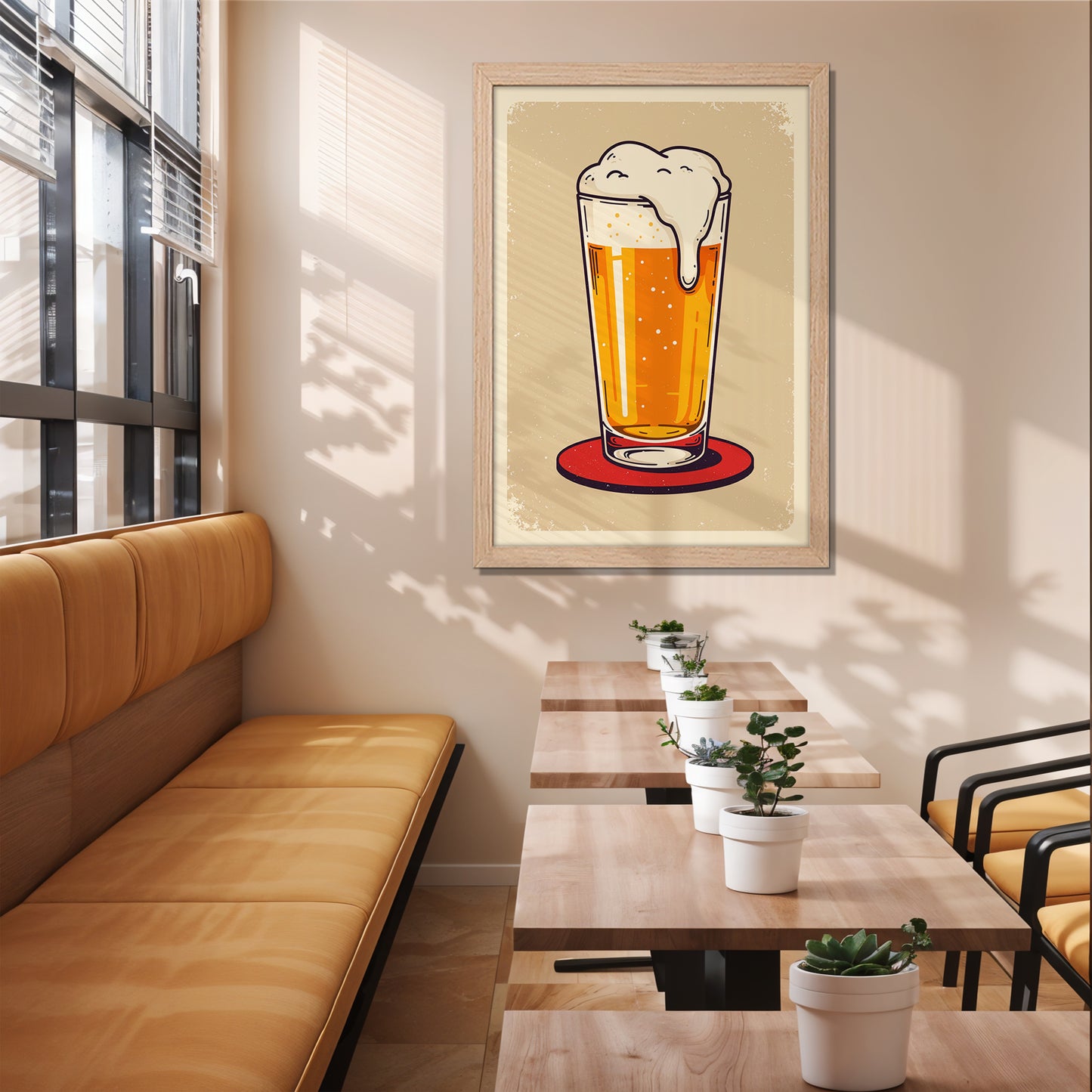 Beer Glass Illustration Frame Set of 1