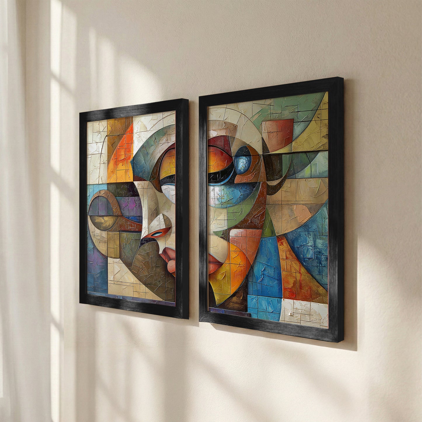 Abstract Cubist Faces Wall Art Set