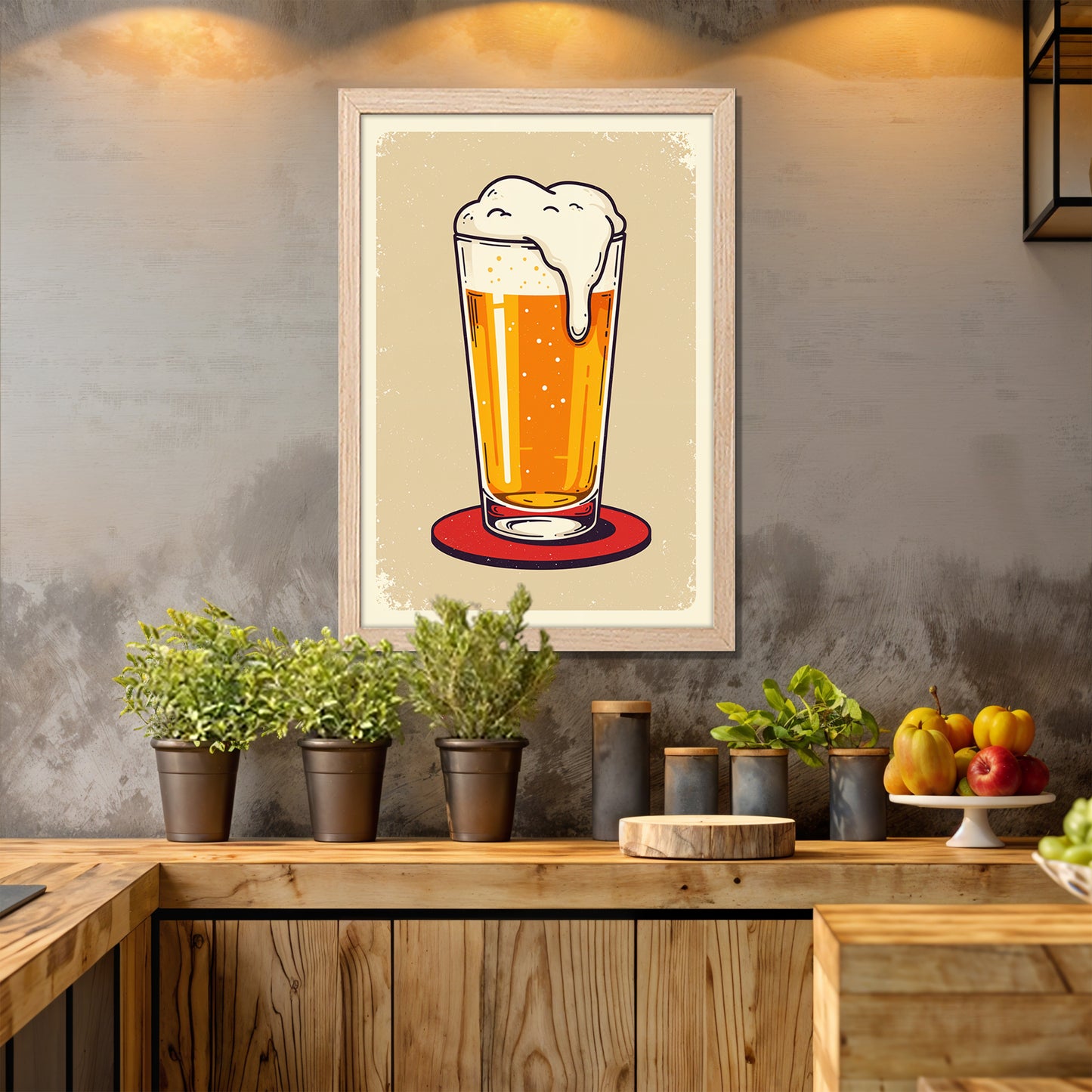 Beer Glass Illustration Frame Set of 1