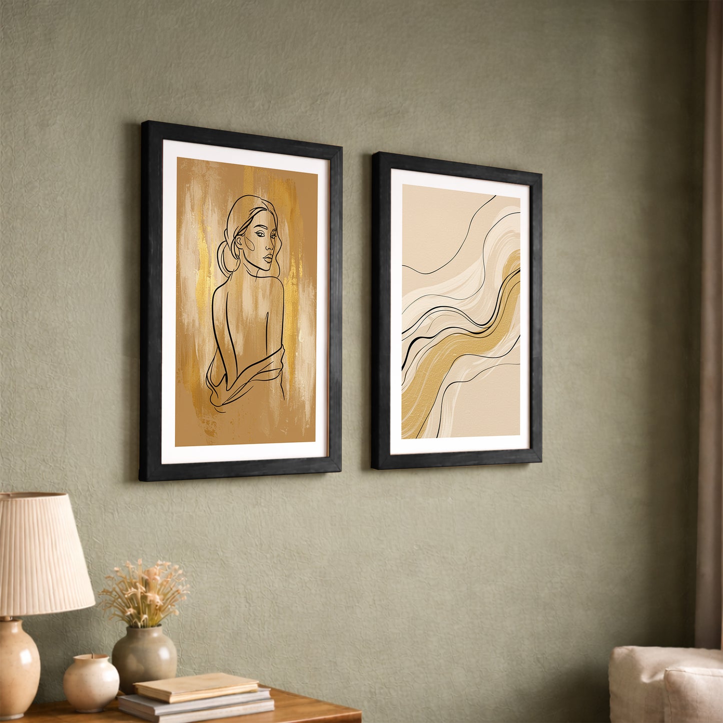 Boho Line Art Framed Set