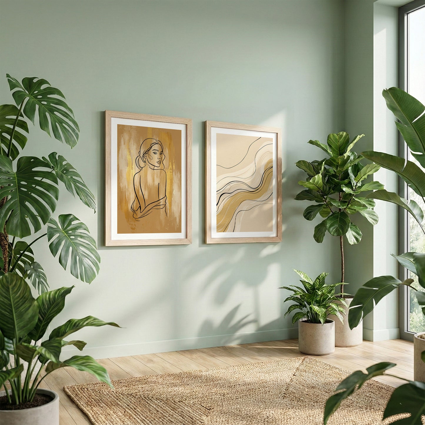 Boho Line Art Framed Set