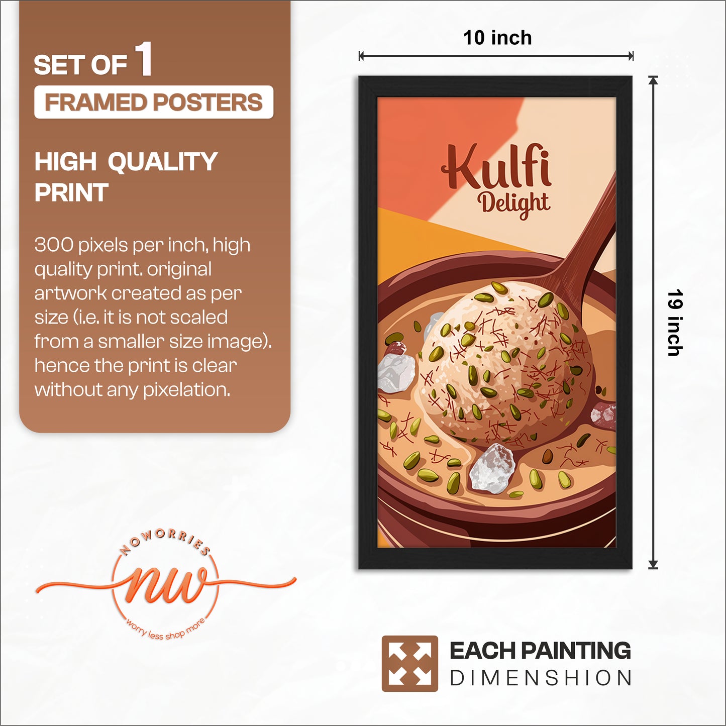 Kulfi Delight Food Art Frame Set of 1