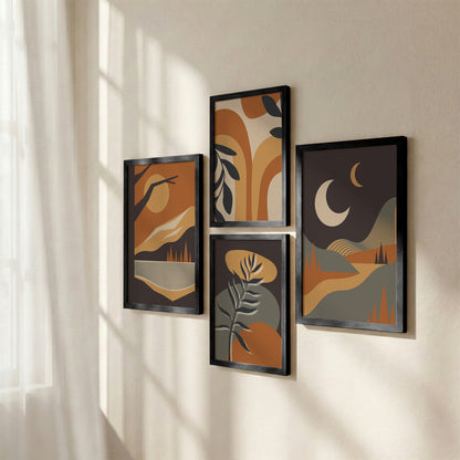 Abstract Boho Landscape Wall Art Set of 4