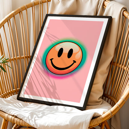 Pastel Smiley Face Aesthetic Framed Poster