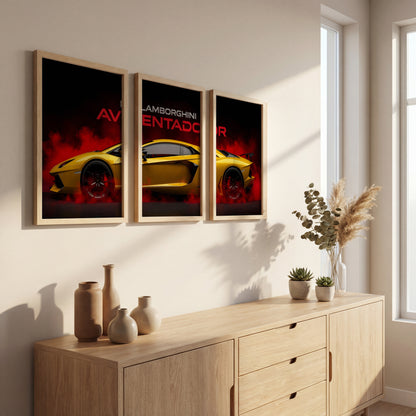 Aventador Blaze Wall Frame Set of 3