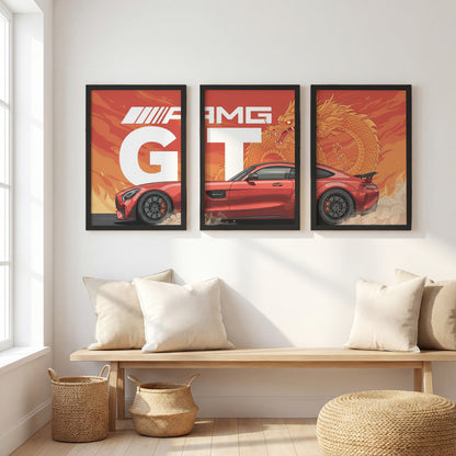 AMG GT Dragon Wall Frame Set of 3