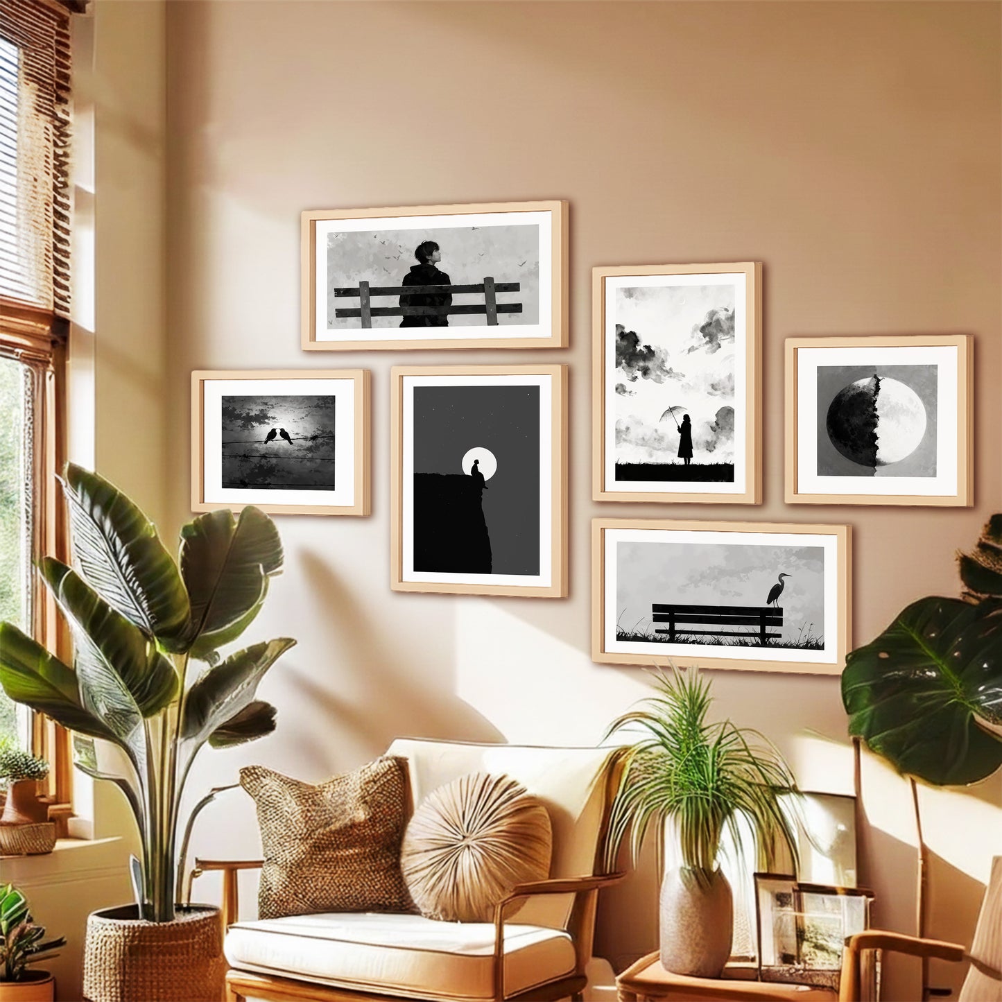 Black & White Minimal Wall Art Set of 6
