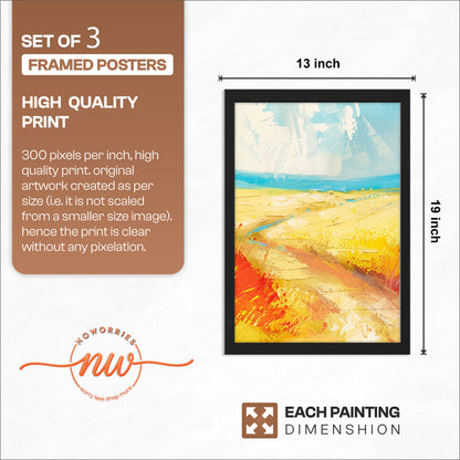 Abstract Coastal Landscape Framed Posters Set of 3