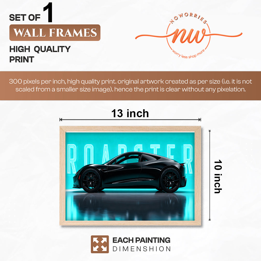 Tesla Roadster Neon Edition Wall Frame