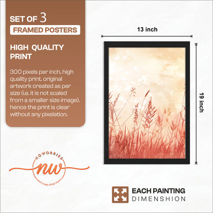 Blush Wildflower Botanical Wall Frames Set of 3