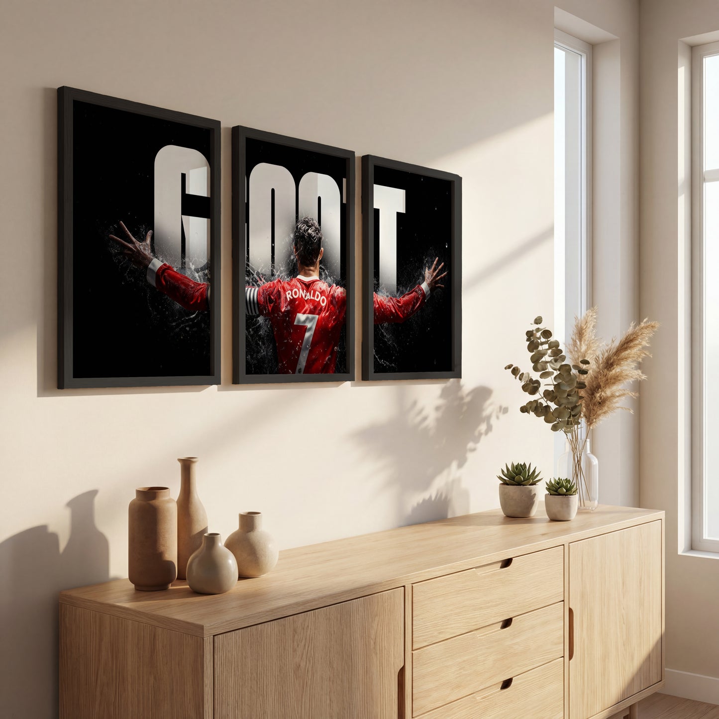 Cristiano Ronaldo GOAT Wall Art Set of 3